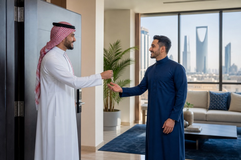 مستأجران يتبادلان مفاتيح منزل في الرياض